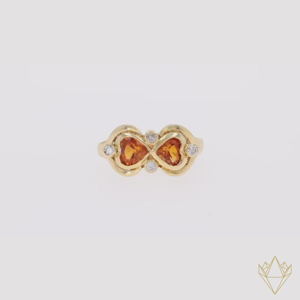 18ct Yellow Gold Citrine & Diamond Bow Ring - Video