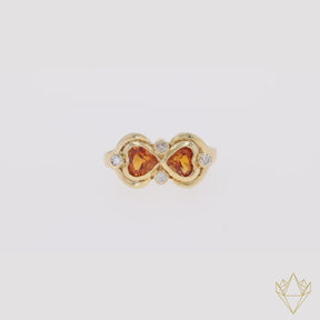 18ct Yellow Gold Citrine & Diamond Bow Ring - Video