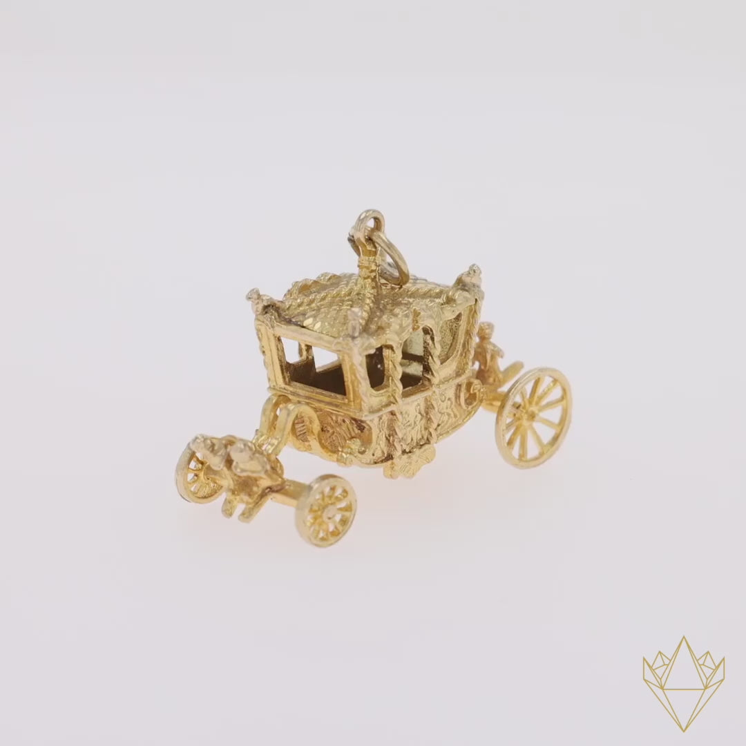 9ct Yellow Gold Royal Carriage Charm - 360 Video