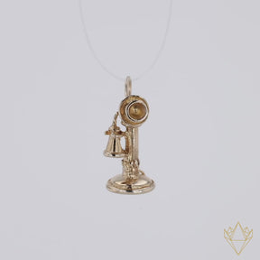 9ct Yellow Gold Candlestick Telephone Charm - 360 Video