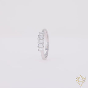 18ct White Gold 0.67cts Emerald Cut Diamond Eternity Ring - 360 Video