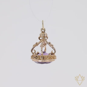 9ct Yellow Gold Amethyst Watch Fob - 360 Video