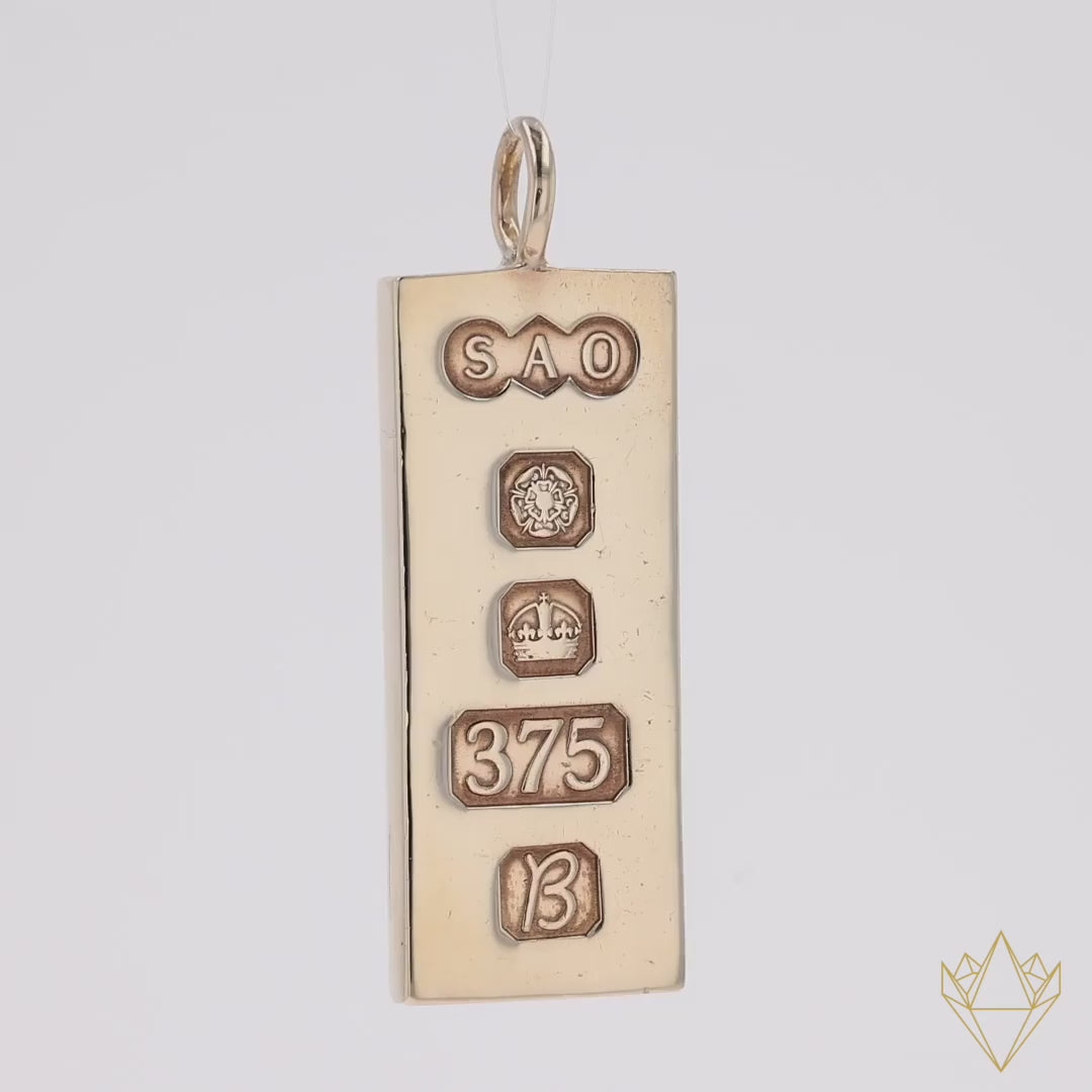 9ct Yellow Gold Rectangular Ingot Pendant - 360 Video