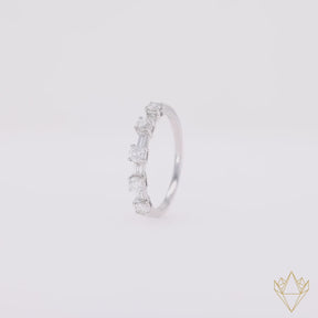 18ct White Gold Round & Baguette Cut 0.70cts Diamond Eternity Ring - 360 Video