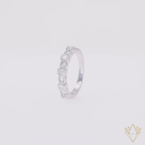 18ct White Gold Princess & Round Brilliant Cut 0.70ctw Diamond Eternity Ring - 360 Video