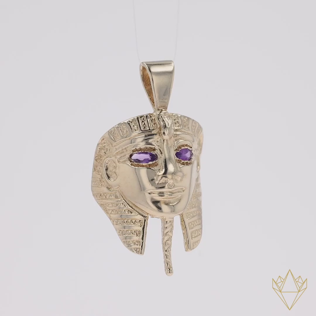 9ct Yellow Gold Egyptian Pharaoh Pendant - 360 Video