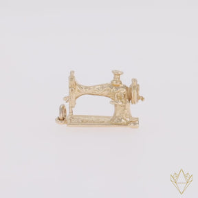 9ct Yellow Gold Sewing Machine Charm - 360 Video