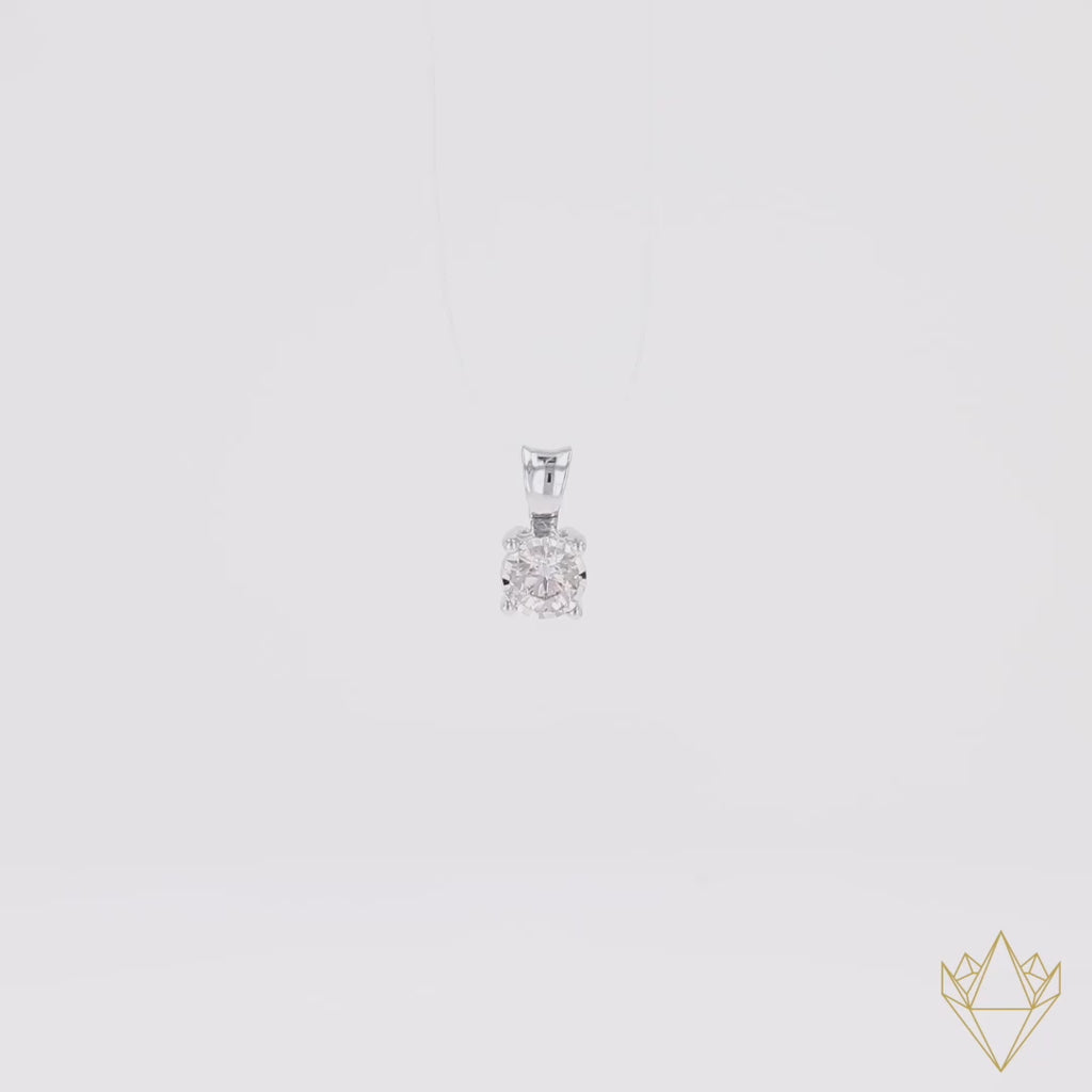 9ct White Gold Illusion Set 0.26ct Diamond Solitaire Pendant - 360 Video