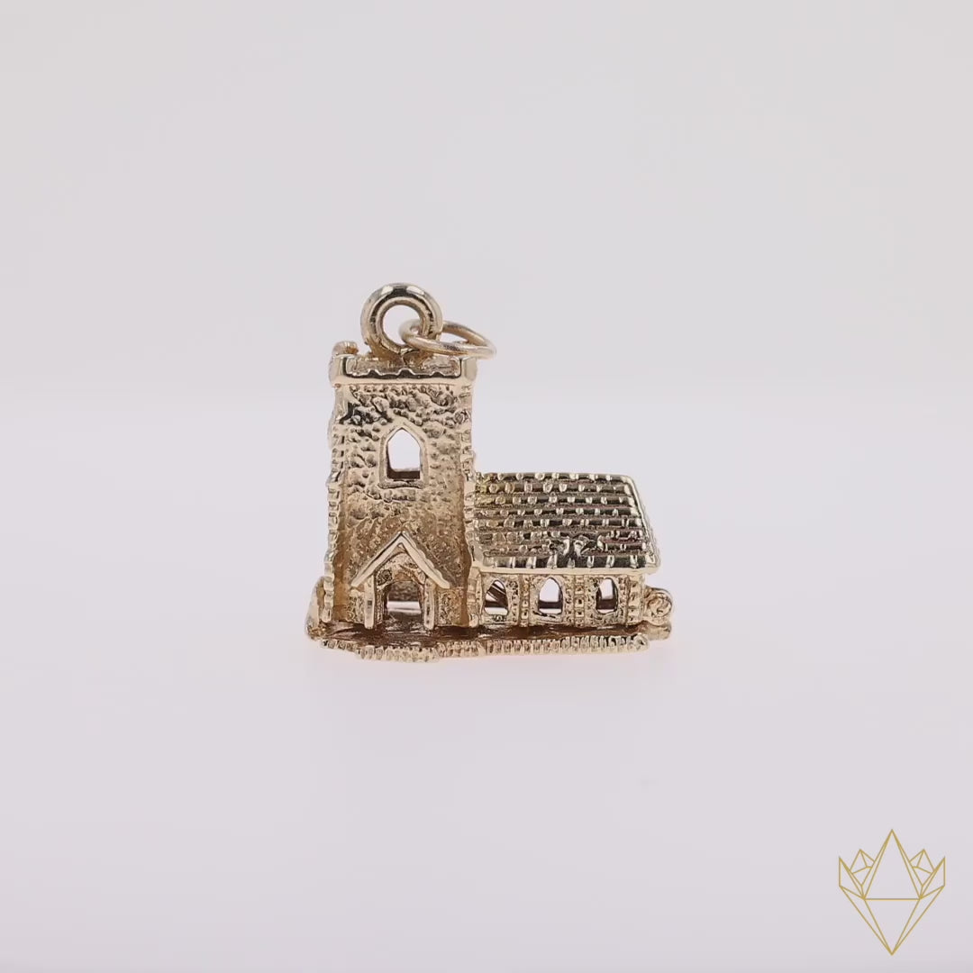 9ct Yellow Gold Wedding Church Opening Charm - 360 Video