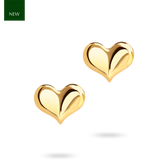 9ct Yellow Gold Curved Heart Stud Earrings