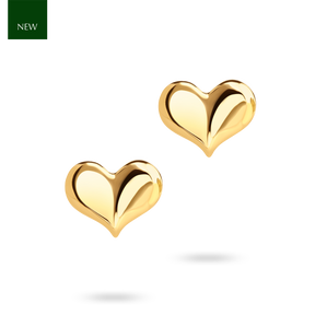 9ct Yellow Gold Curved Heart Stud Earrings