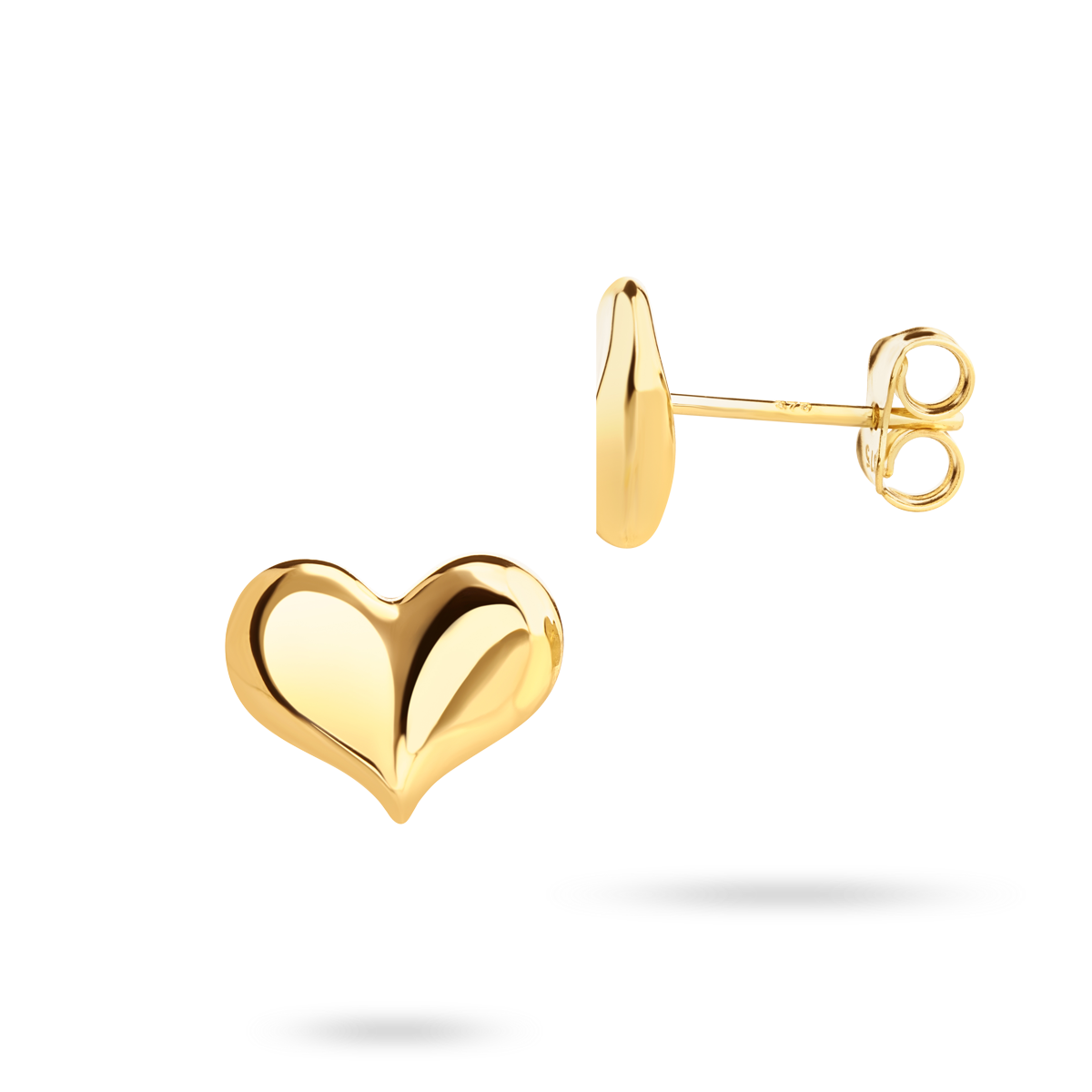 9ct Yellow Gold Curved Heart Stud Earrings