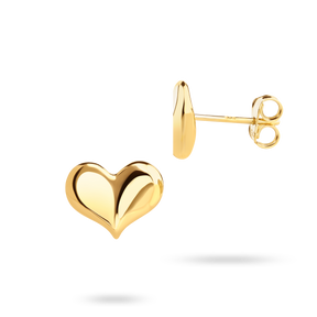 9ct Yellow Gold Curved Heart Stud Earrings