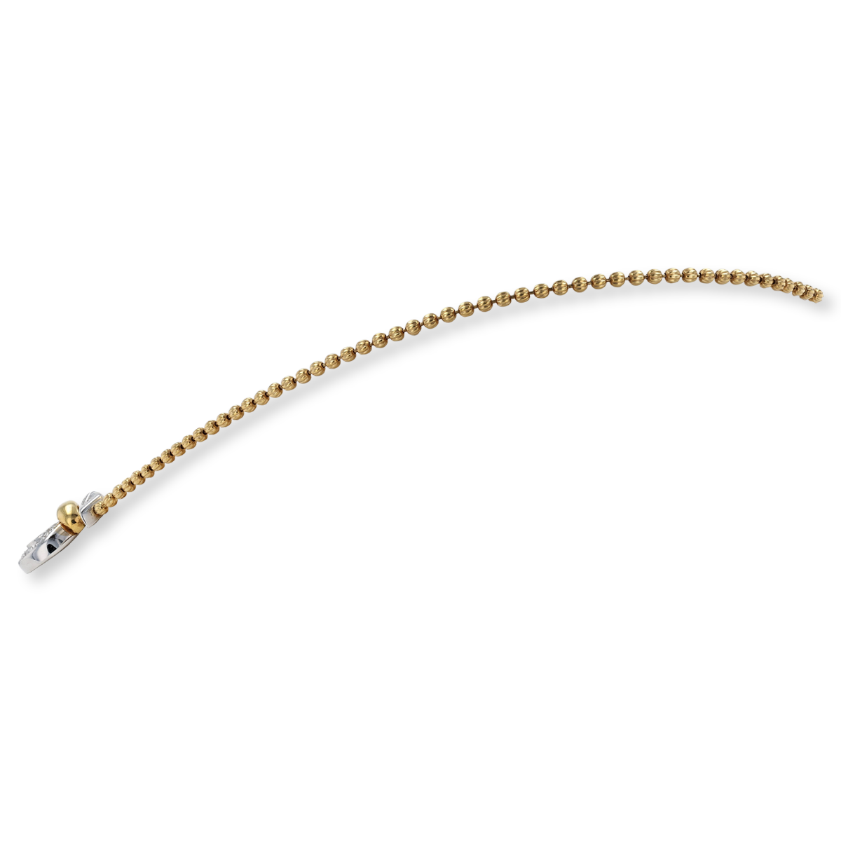 18ct Yellow & White Gold Diamond Set Beaded Bow Necklace - Side