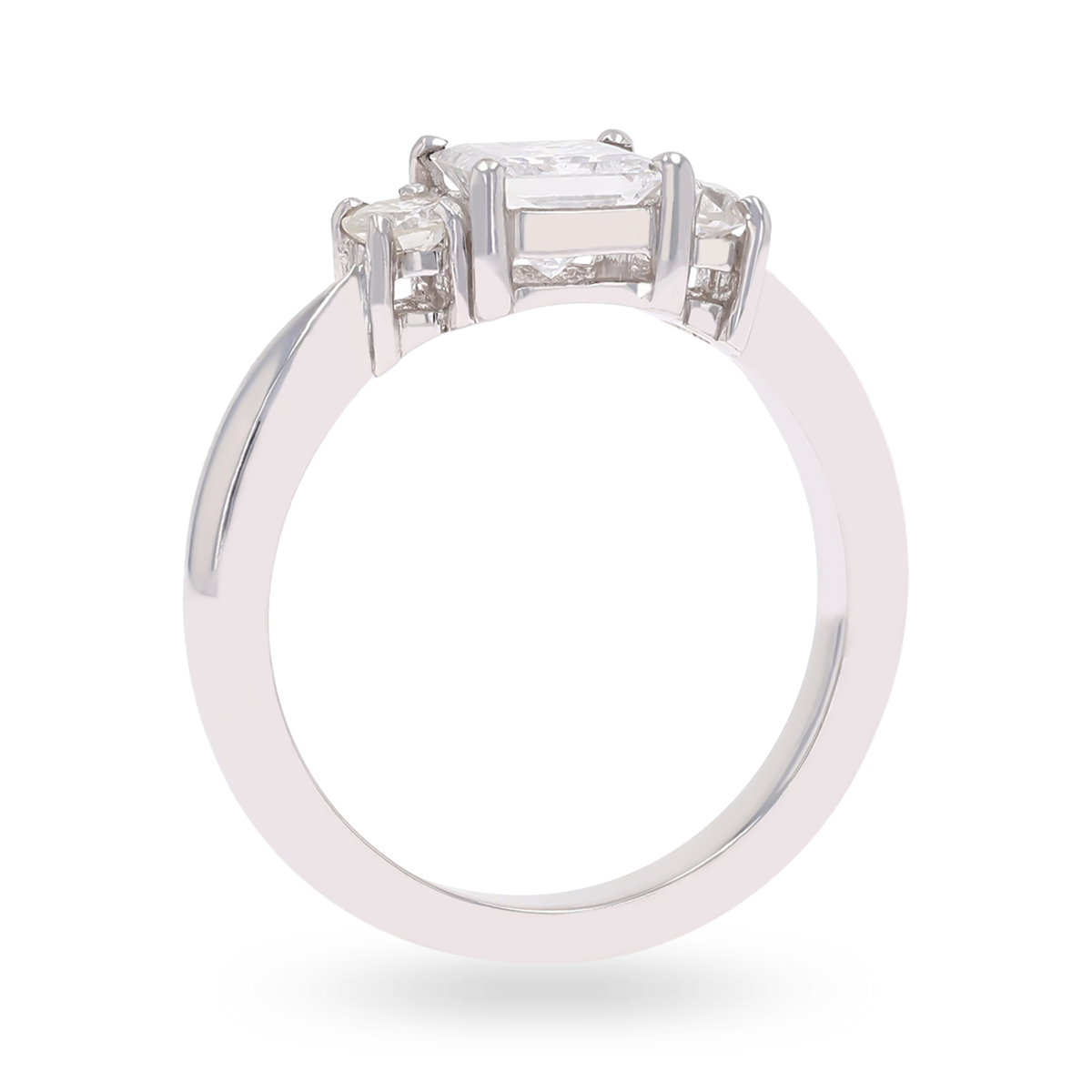 18ct White Gold Princess Cut Certified 1.15ct Diamond Trilogy Ring