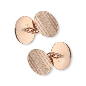 9ct Rose Gold Scalloped Oval Art Deco Cufflinks