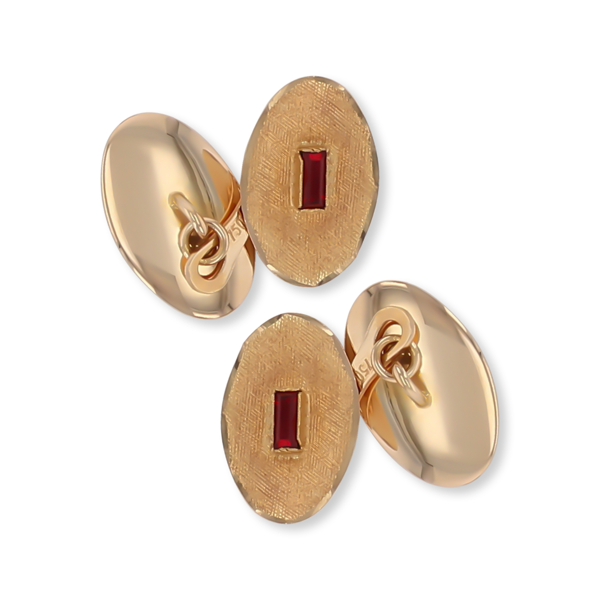 18ct Yellow Gold Florentine Bevelled Edge Oval Cufflinks