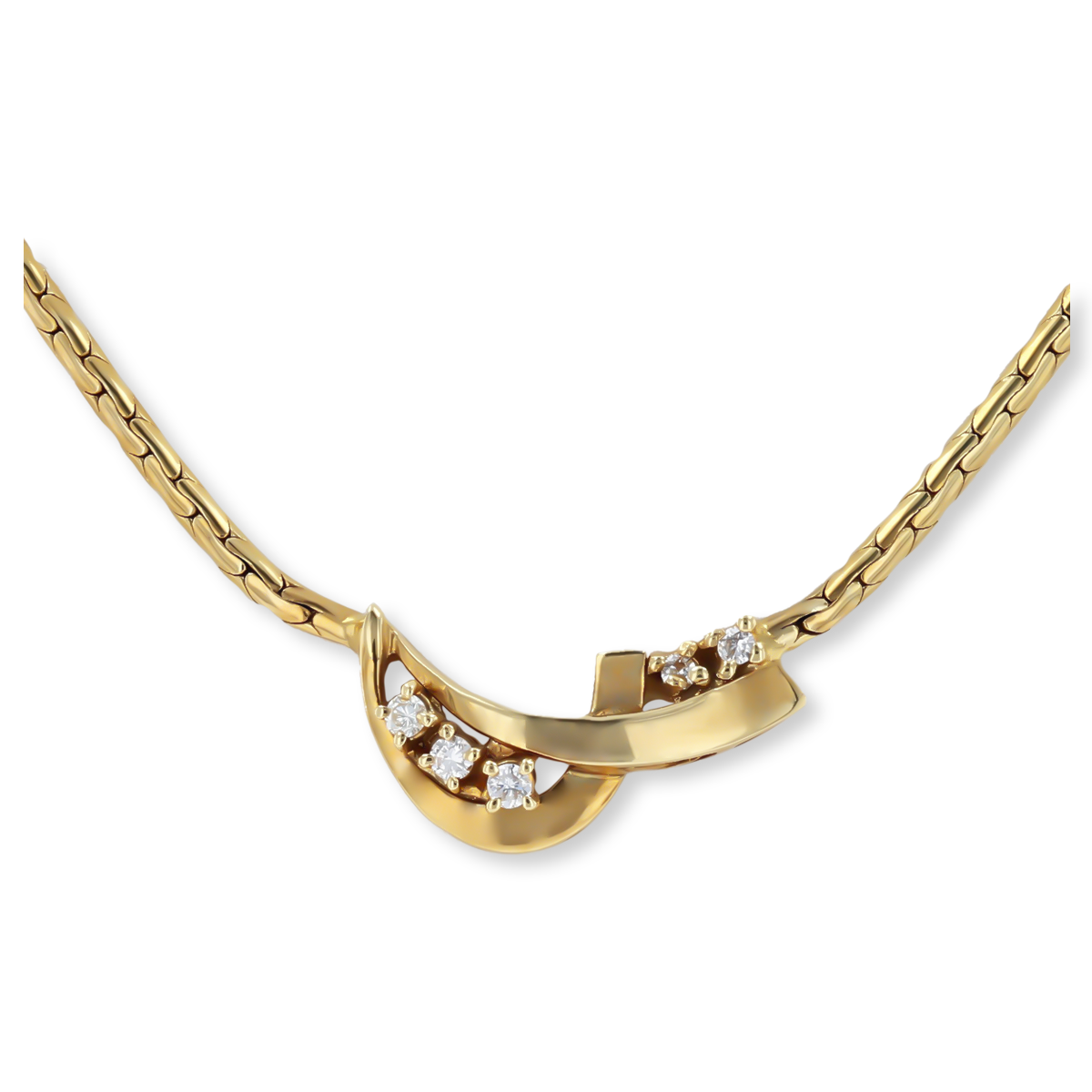 18ct Yellow Gold Diamond Abstract Waves Collarette Necklace