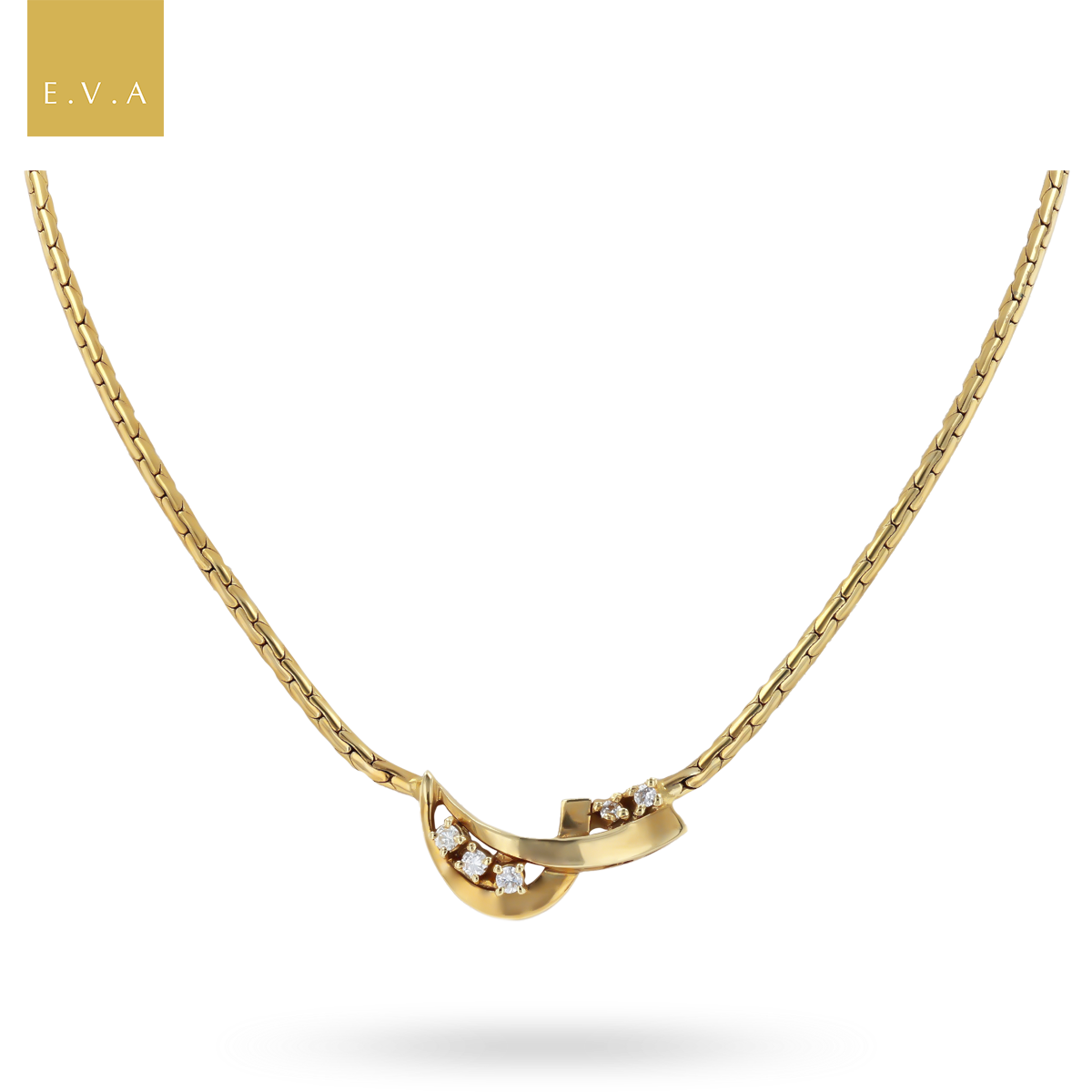18ct Yellow Gold Diamond Abstract Waves Collarette Necklace