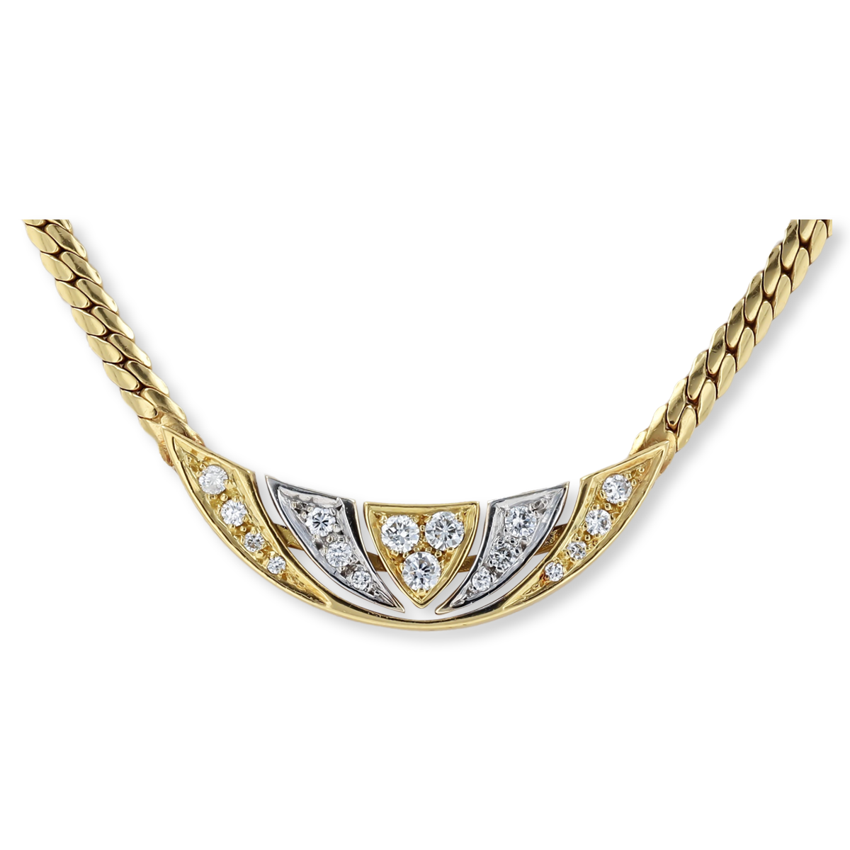 18ct Yellow & White Gold Diamond Fan Collarette Necklace