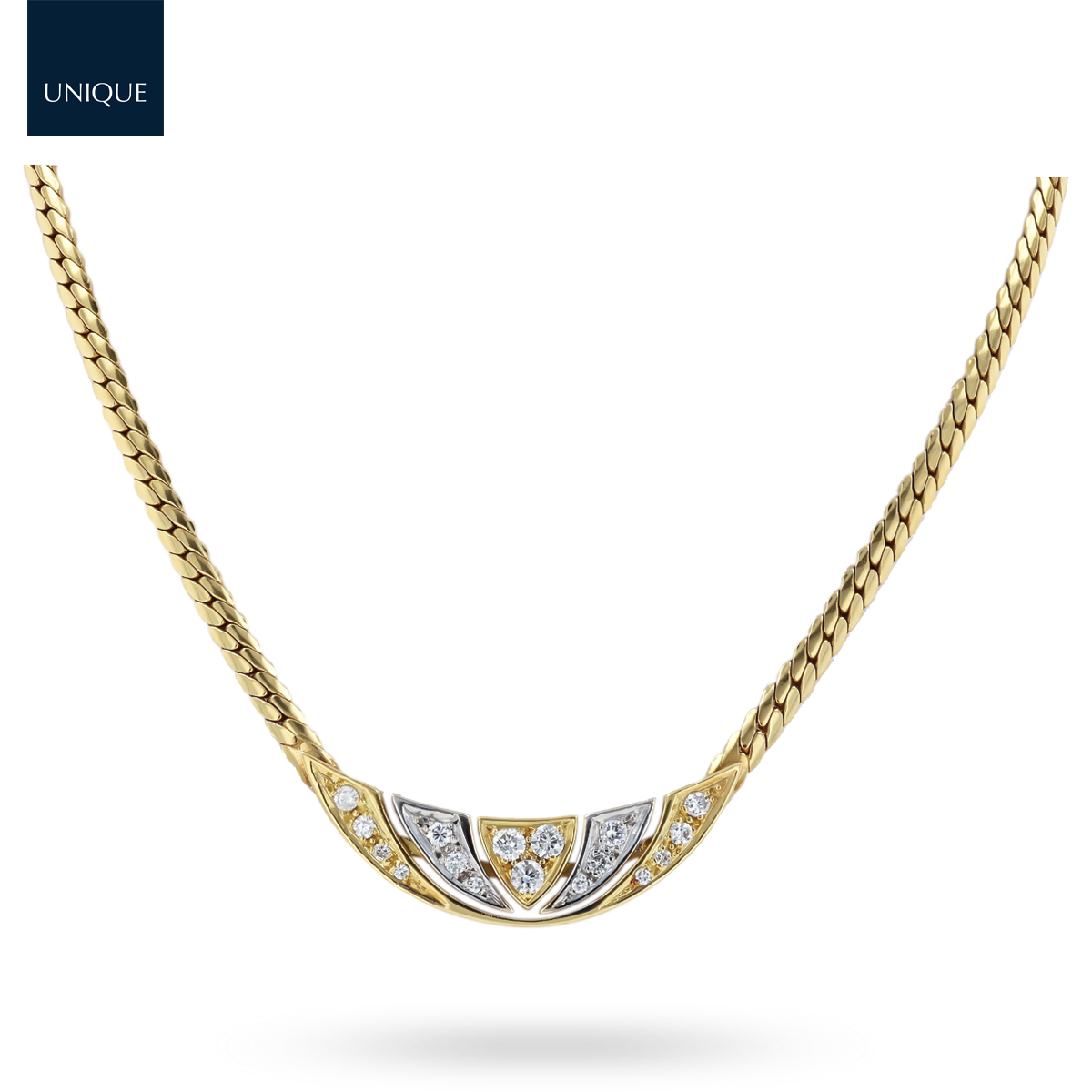 18ct Yellow & White Gold Diamond Fan Collarette Necklace