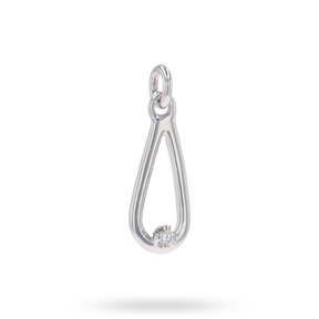 9ct White Gold Diamond Set Teardrop Pendant