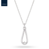 9ct White Gold Diamond Set Teardrop Pendant & Chain