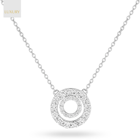 18ct White Gold 0.31cts Diamond Double Circle Necklace