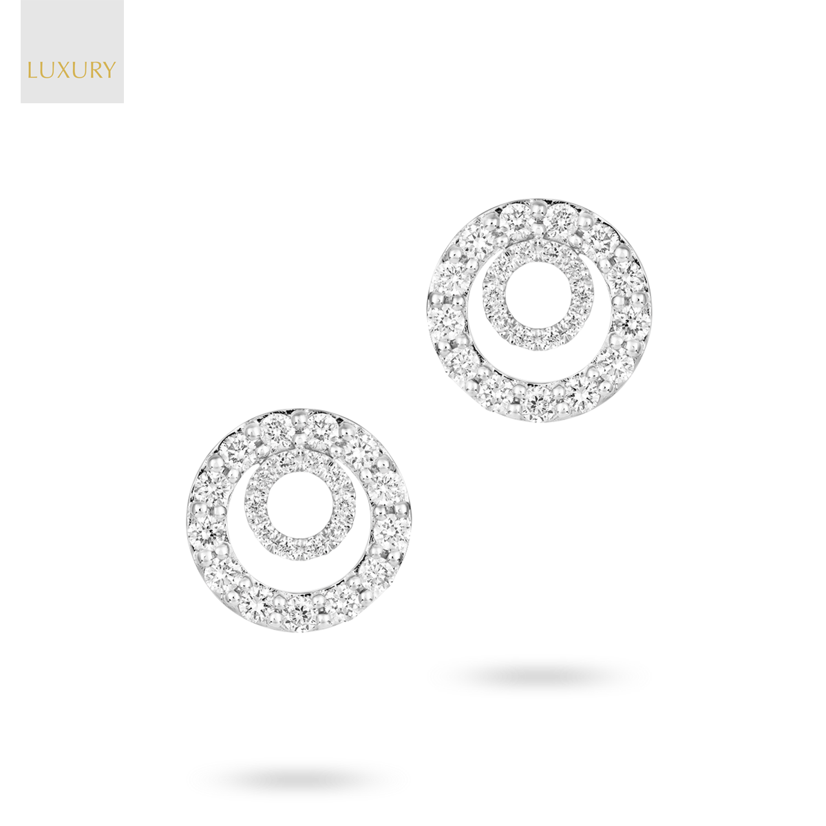 18ct White Gold 0.42cts Diamond Double Circle Stud Earrings