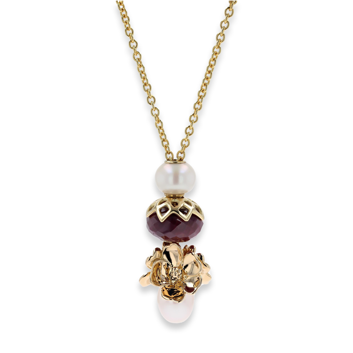 Trollbeads Exclusive 18ct Yellow Gold Apple Blossom on Fantasy Pearl Necklace