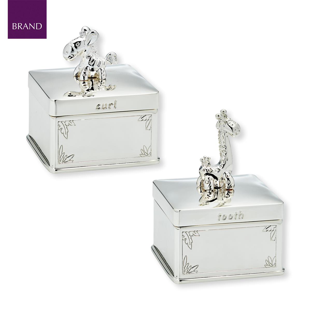 Silver Plated Giraffe & Zebra Tooth & Curl Boxes