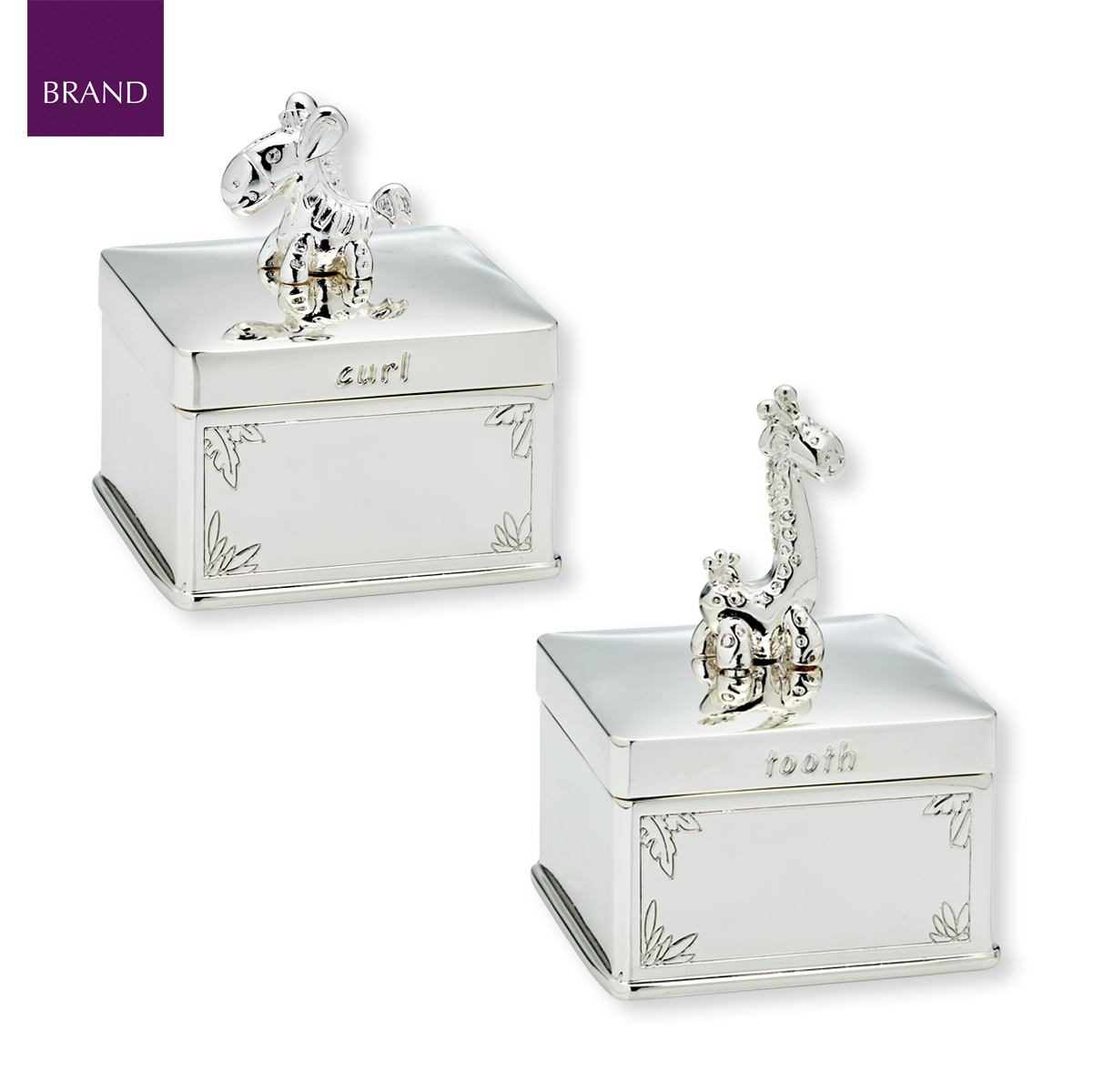 Silver Plated Giraffe & Zebra Tooth & Curl Boxes