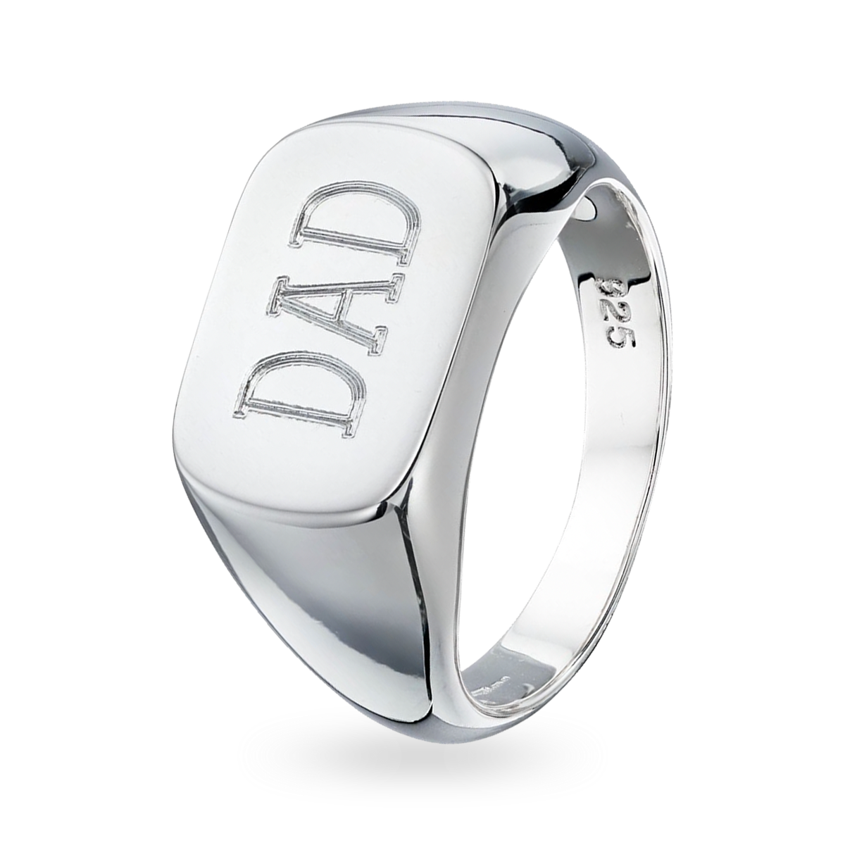 Sterling Silver Rectangle Signet Ring - Engraved
