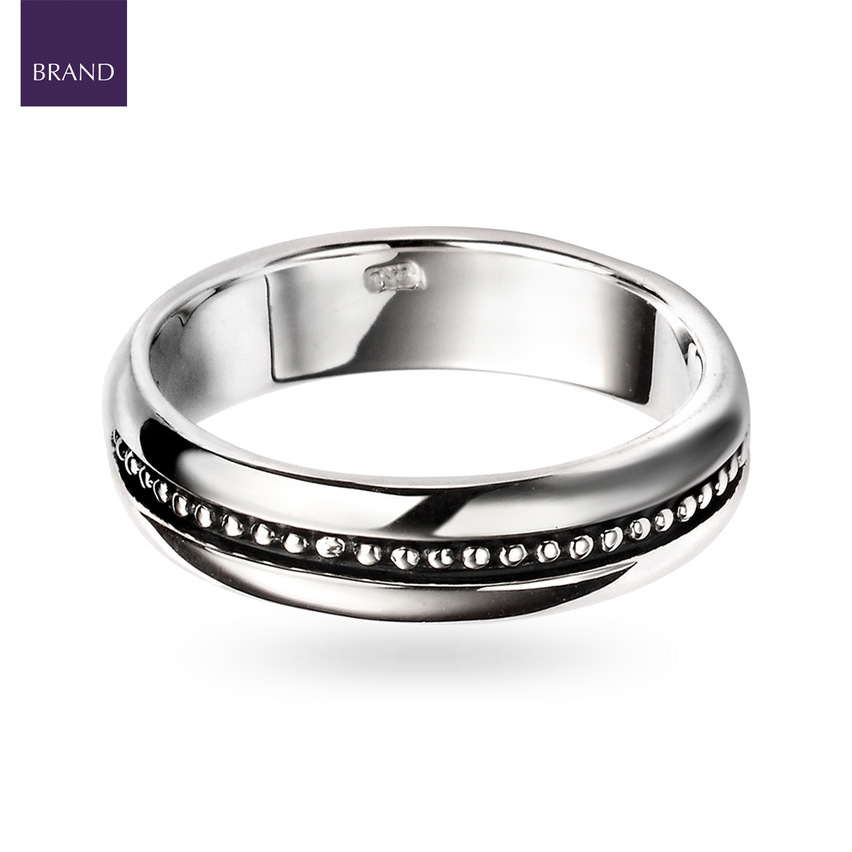 Oxidised Sterling Silver Inset Pattern Ring