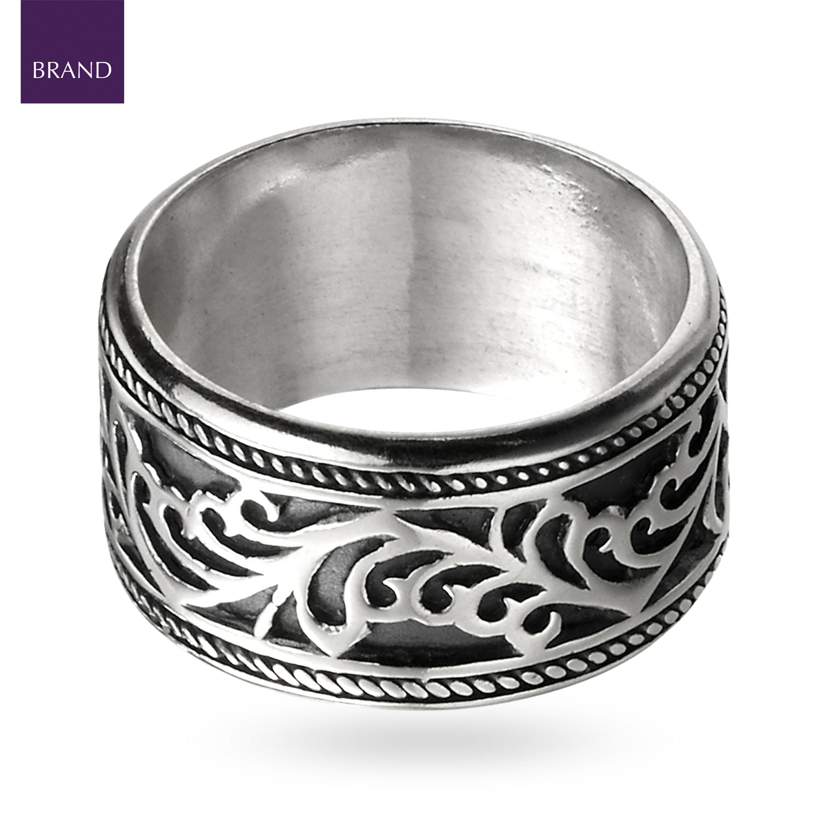 Oxidised Sterling Silver Wide Celtic Ring