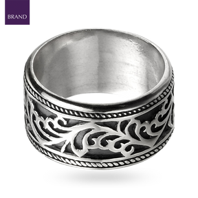 Oxidised Sterling Silver Wide Celtic Ring