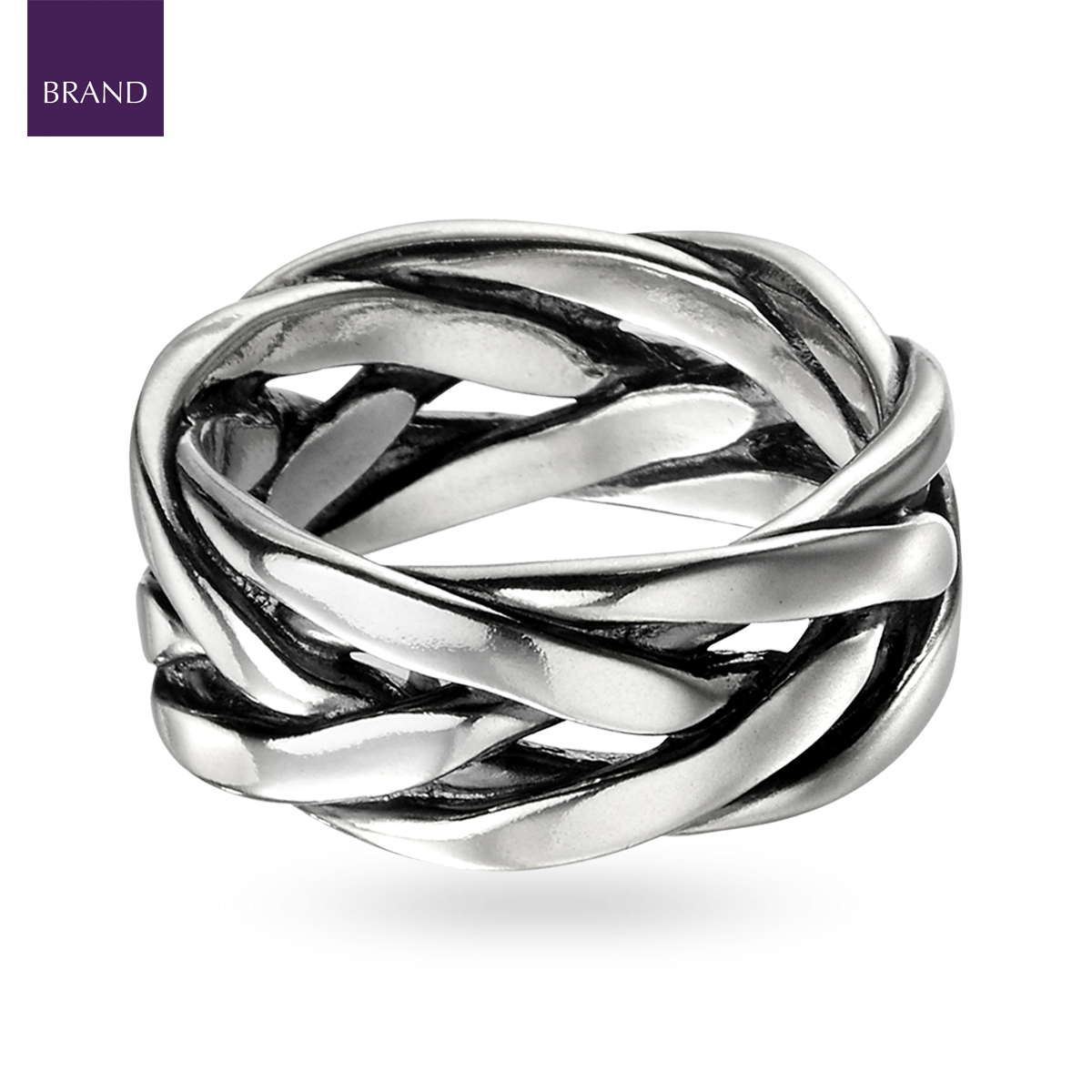 Oxidised Sterling Silver Heavyweight Plaited Ring