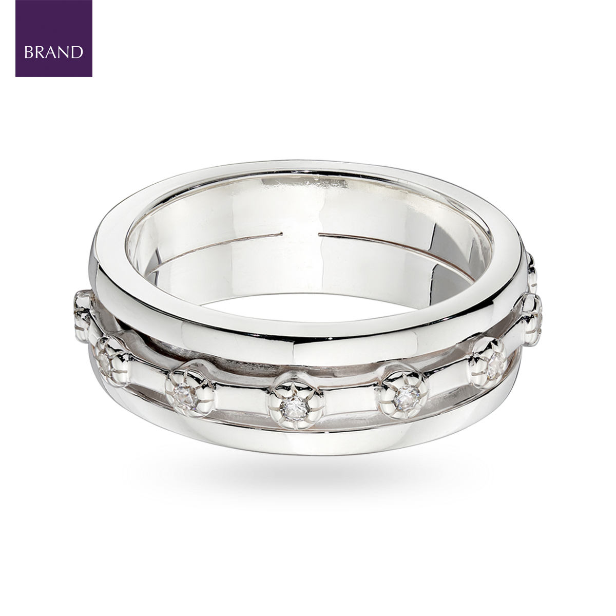Sterling Silver Cubic Zirconia Spinner Ring