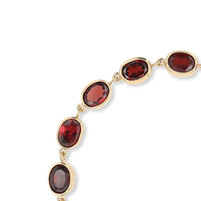 9ct Yellow Gold 7.5" Garnet Bezel Set Bracelet