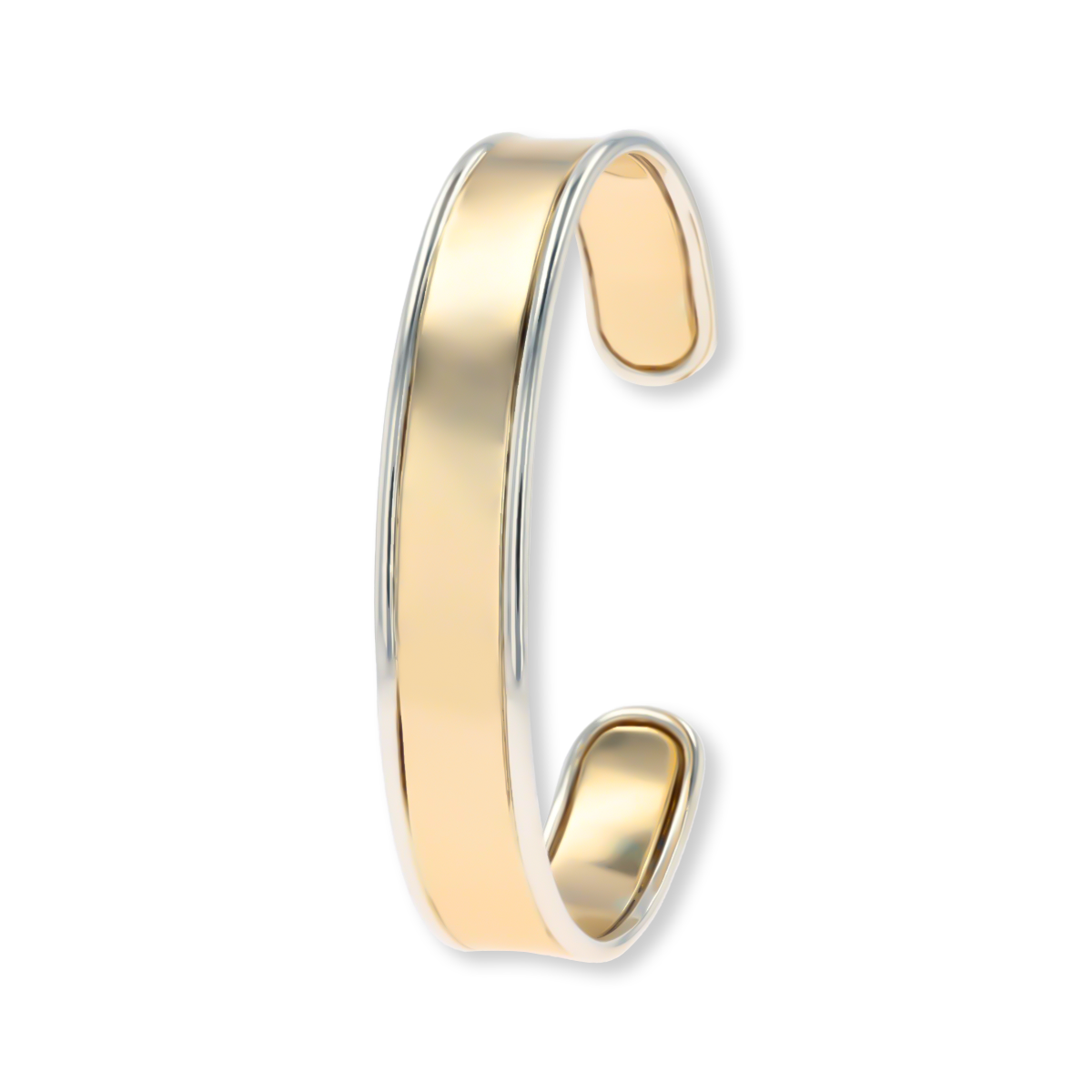 9ct Yellow & White Gold Plain Flat Cuff Bangle