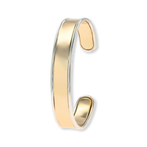 9ct Yellow & White Gold Plain Flat Cuff Bangle
