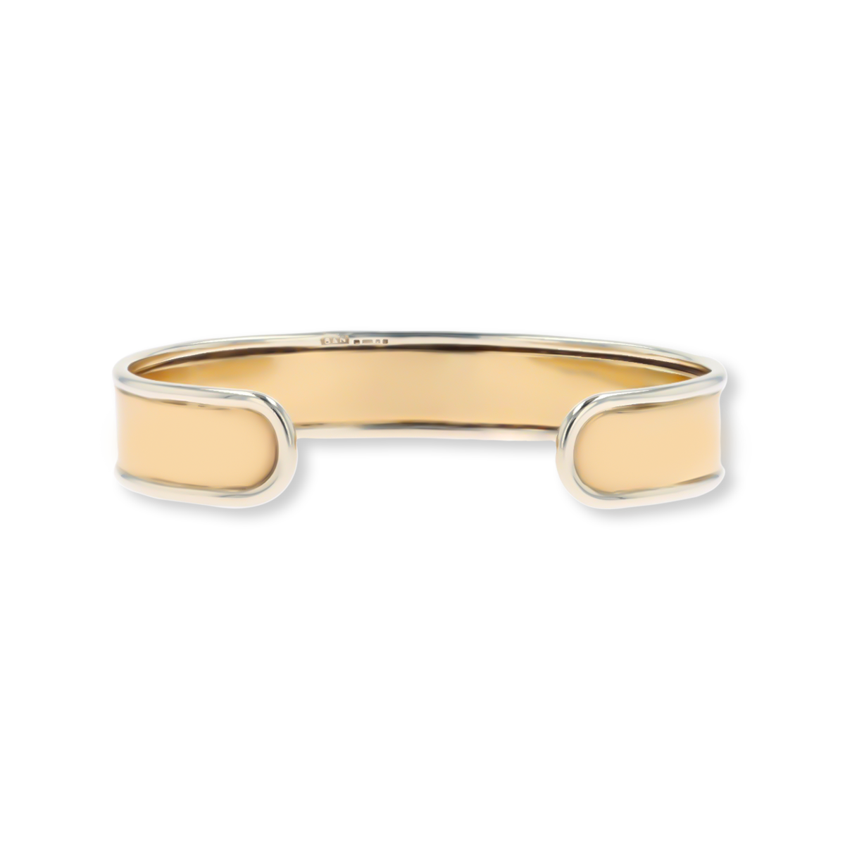 9ct Yellow & White Gold Plain Flat Cuff Bangle