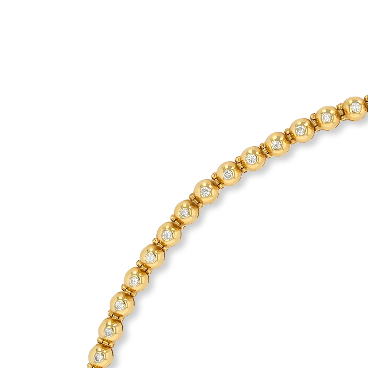 18ct Yellow Gold Diamond Set Bubble Tennis Bracelet