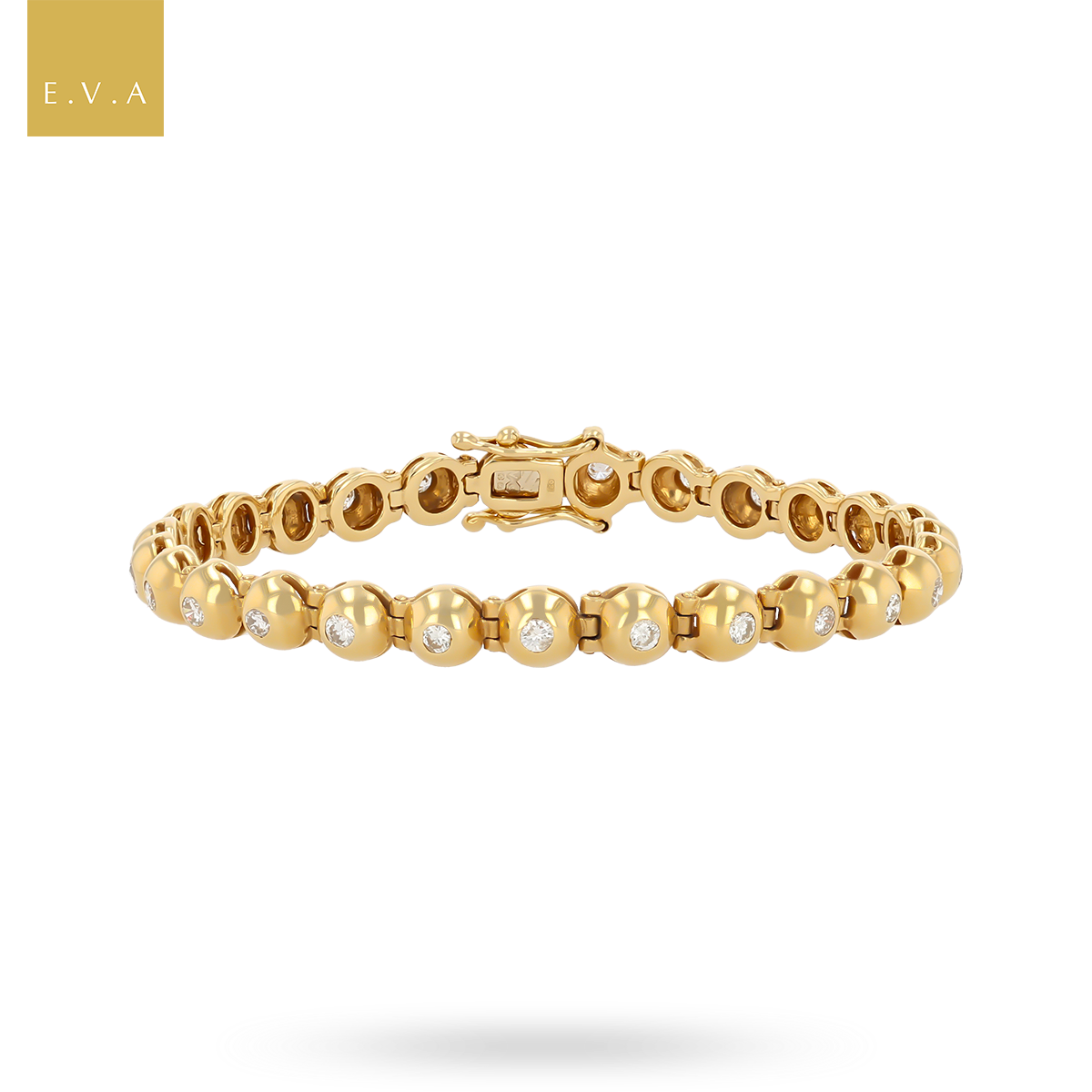 18ct Yellow Gold Diamond Set Bubble Tennis Bracelet