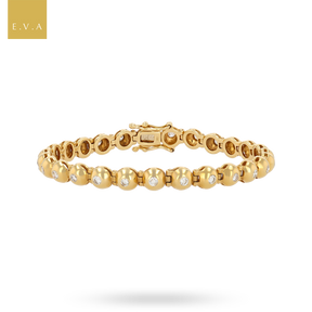 18ct Yellow Gold Diamond Set Bubble Tennis Bracelet