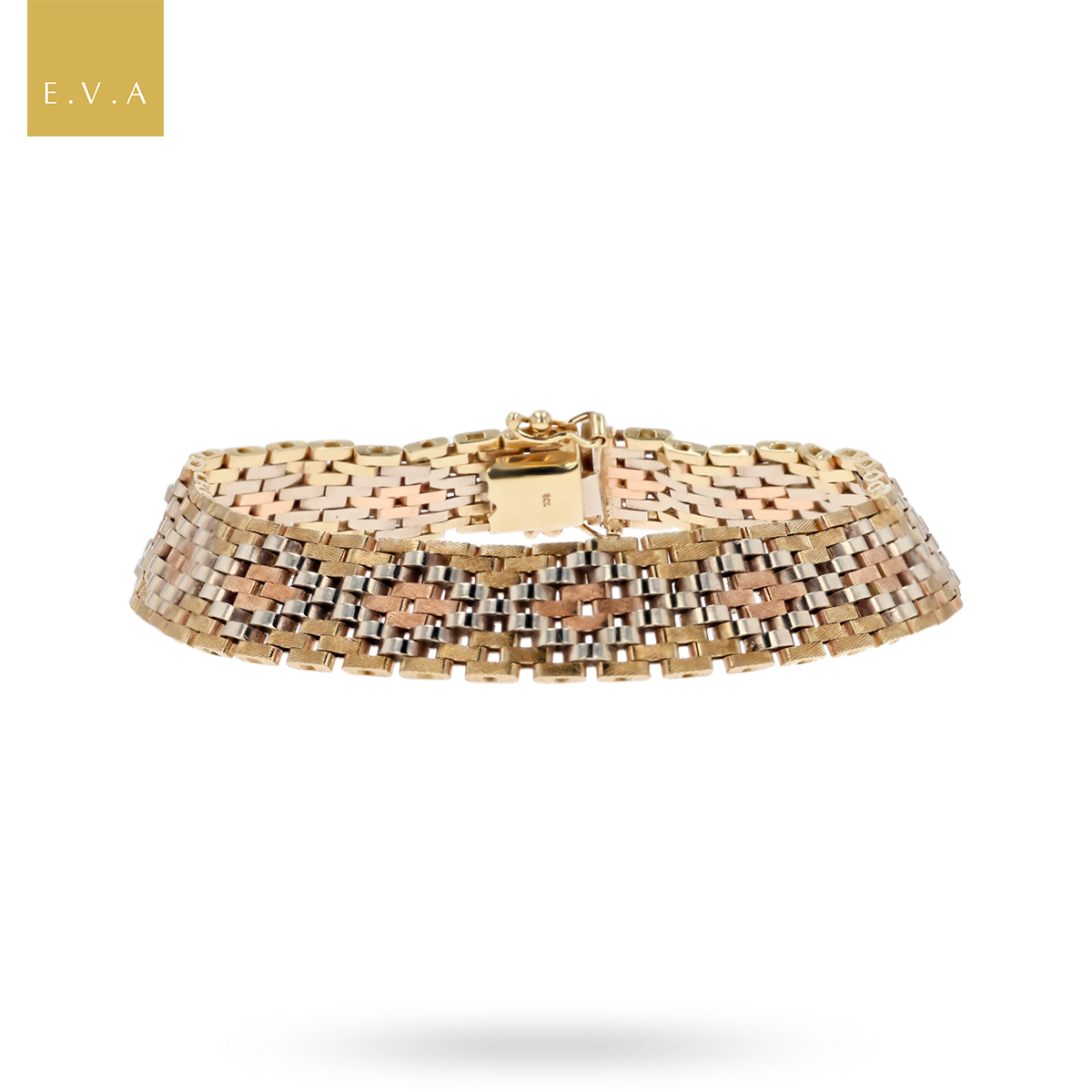 9ct Three Colour Gold Panther Link Bracelet