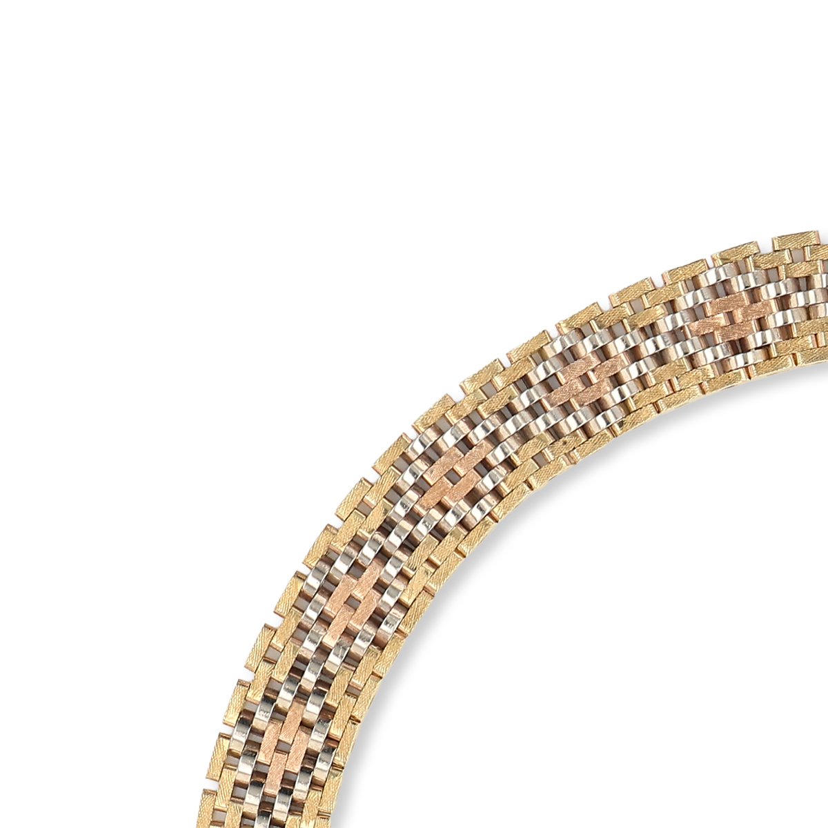 9ct Three Colour Gold Panther Link Bracelet