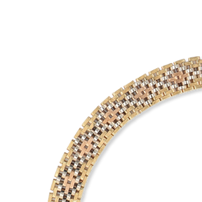 9ct Three Colour Gold Panther Link Bracelet