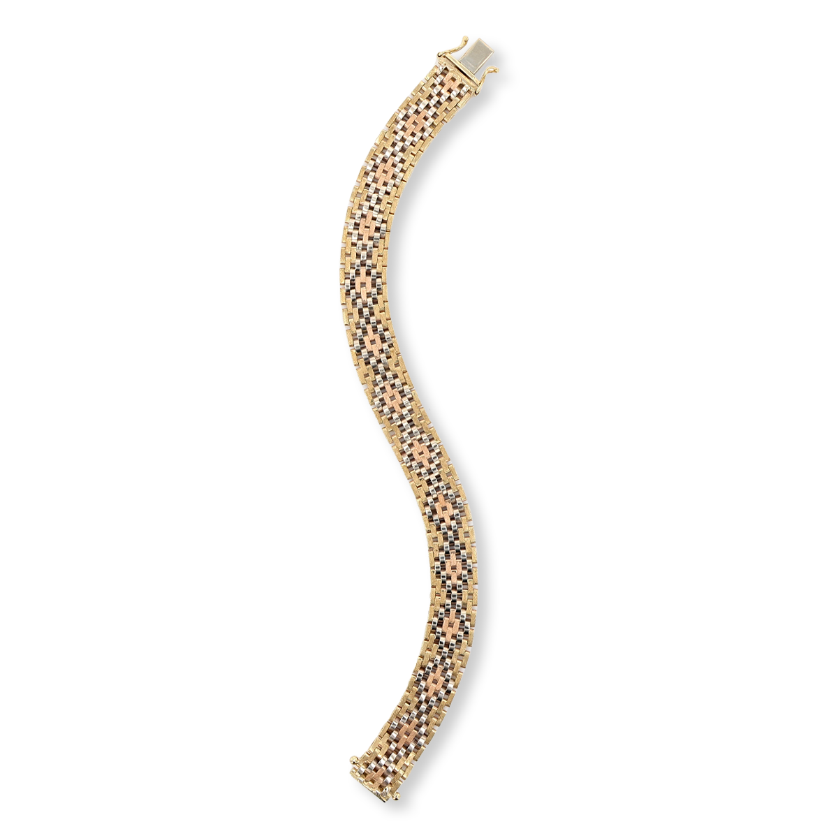 9ct Three Colour Gold Panther Link Bracelet