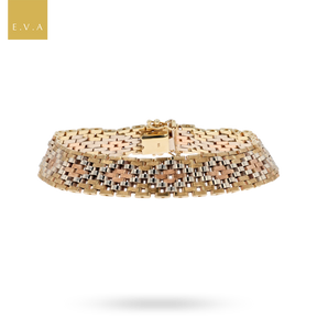 9ct Three Colour Gold Panther Link Bracelet